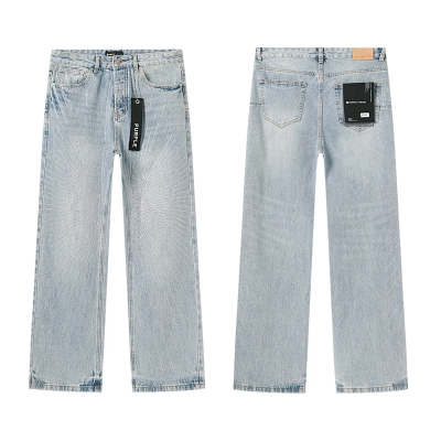 Purple Brand Washed Wide Leg Denim Jeans Light Blue PU830 01