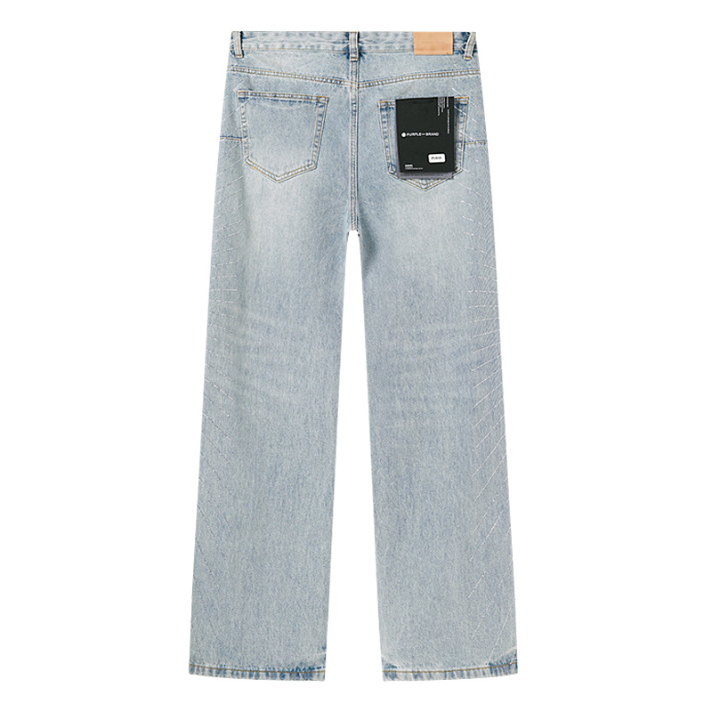 Purple Brand Washed Wide Leg Denim Jeans Light Blue PU830