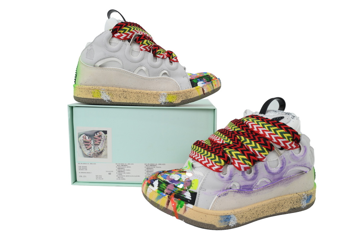 Lanvin Curb Sneakers White Paint Splatter – Premium Ver.