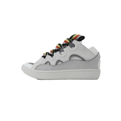 Lanvin Curb Sneakers White with Multicolor Ribbon Laces – Premium Ver. 01