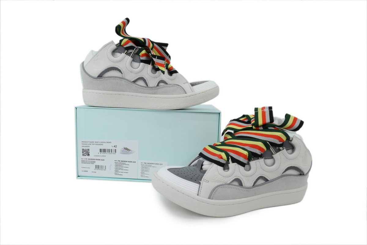 Lanvin Curb Sneakers White with Multicolor Ribbon Laces – Premium Ver.
