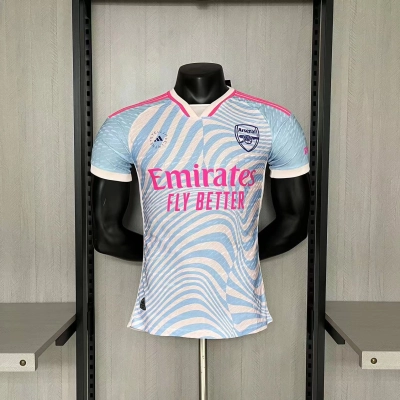 Arsenal 2023/24 Mens Player Version Blue/Pink Jersey 01