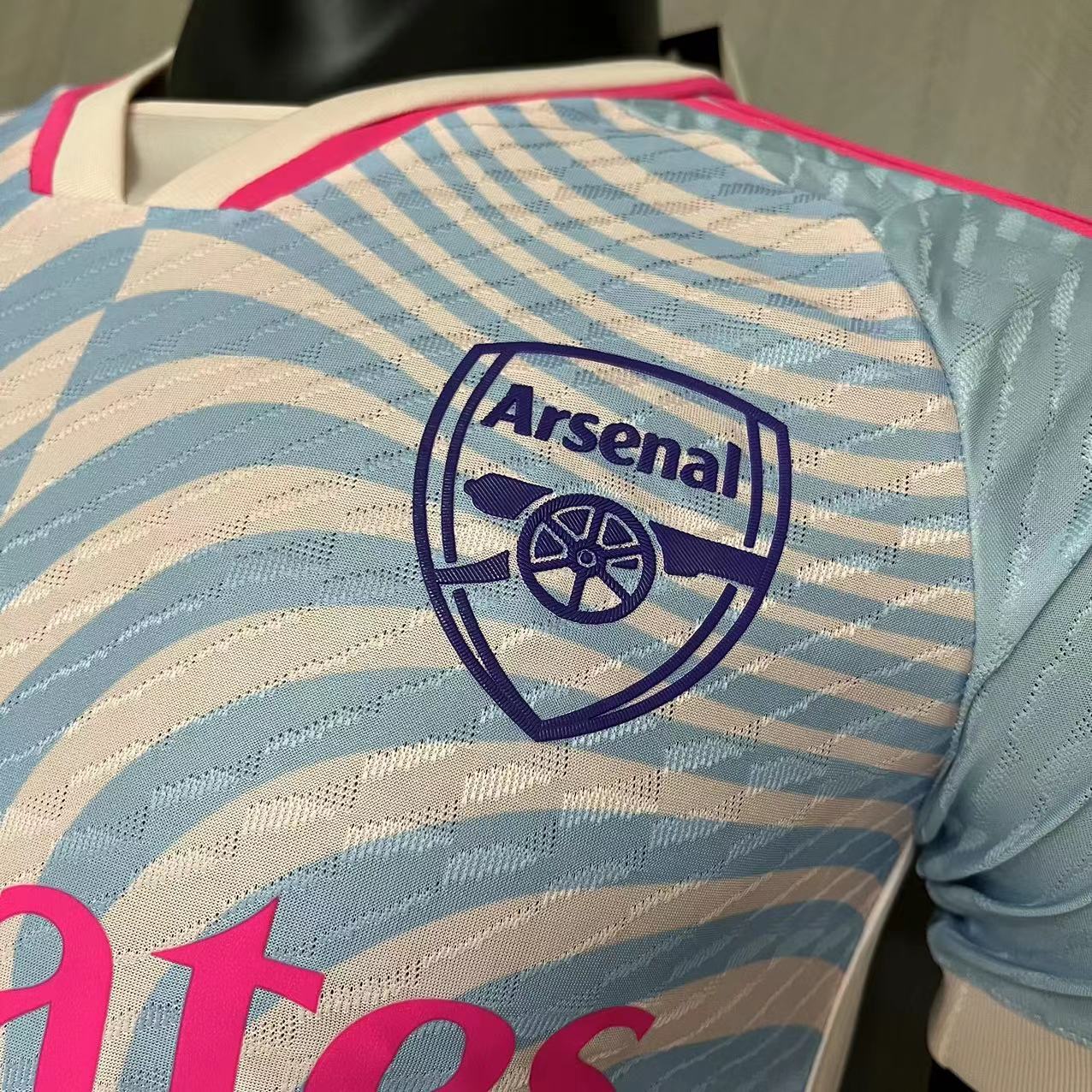 Arsenal 2023/24 Mens Player Version Blue/Pink Jersey