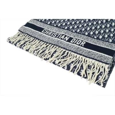 Dior Logo Fringe Scarf - Blue 02