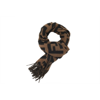 Fendi FF Fringe Scarf - Dark Brown 01