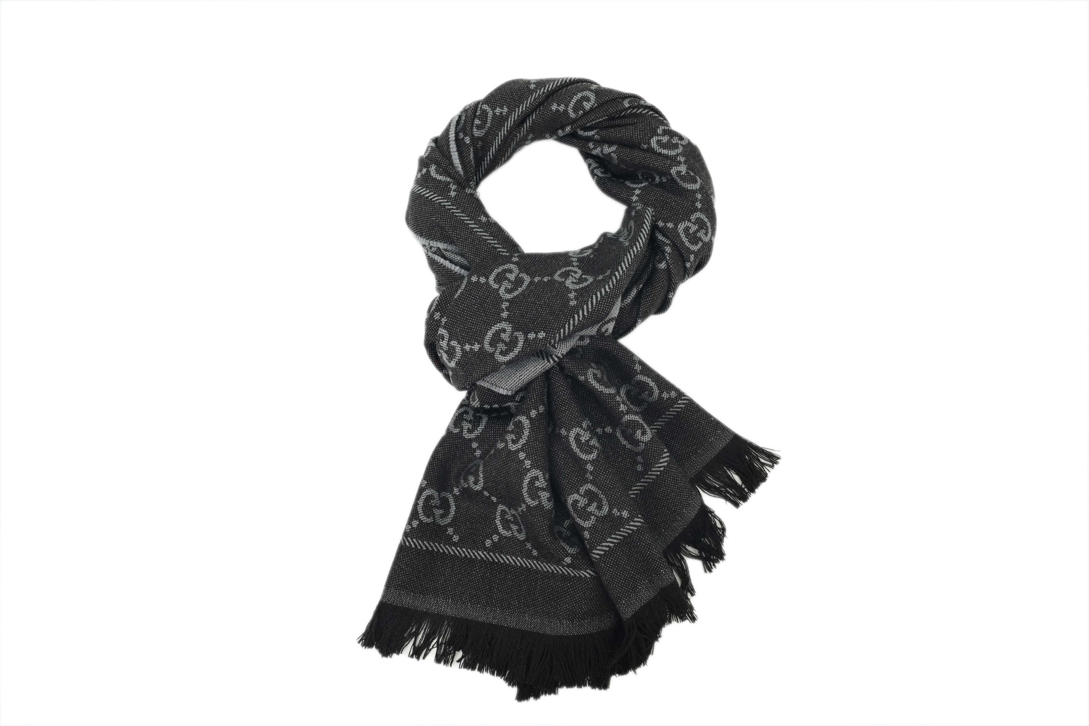 Gucci GG Fringe Scarf - Black