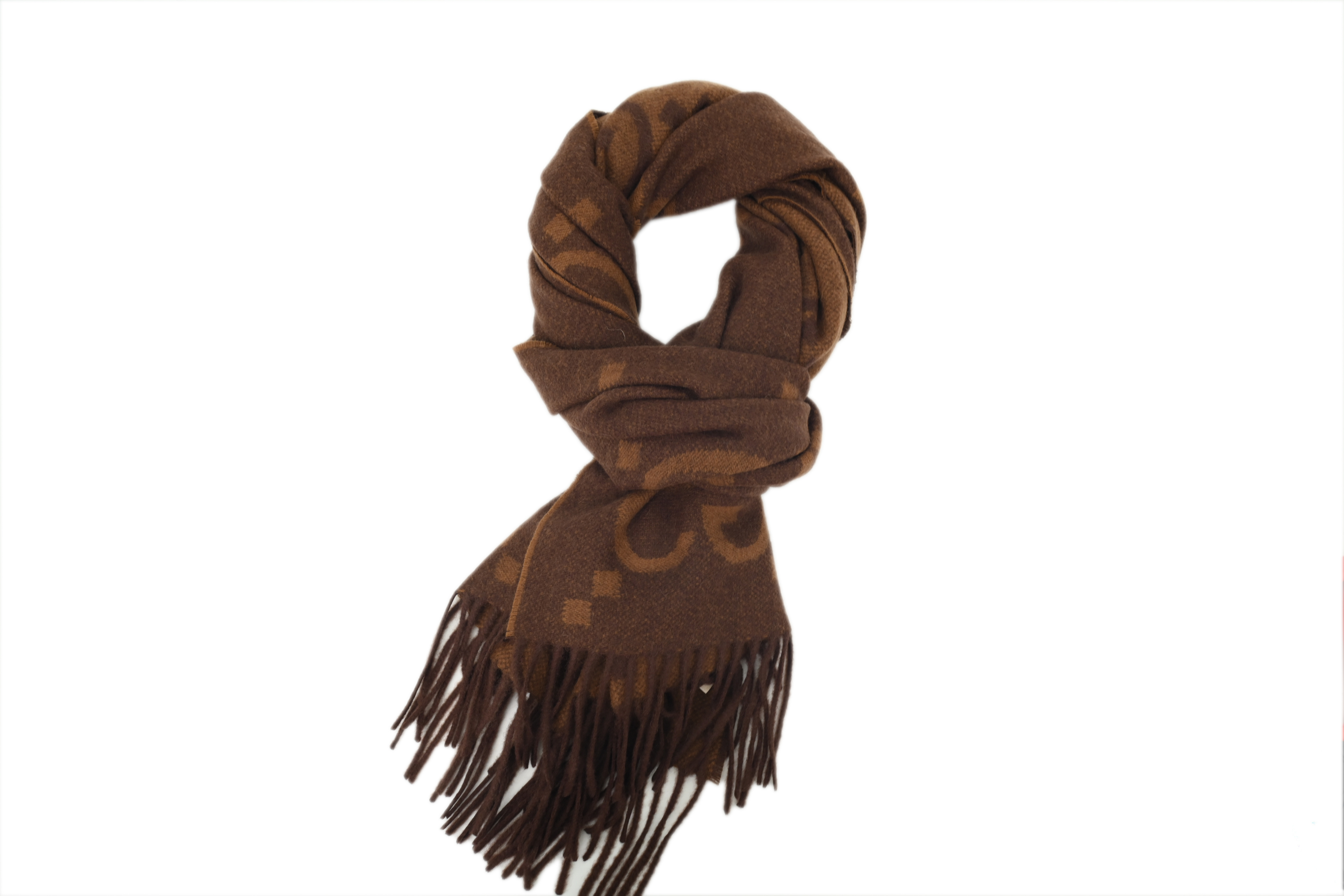 Gucci GG Fringe Scarf - Dark Brown