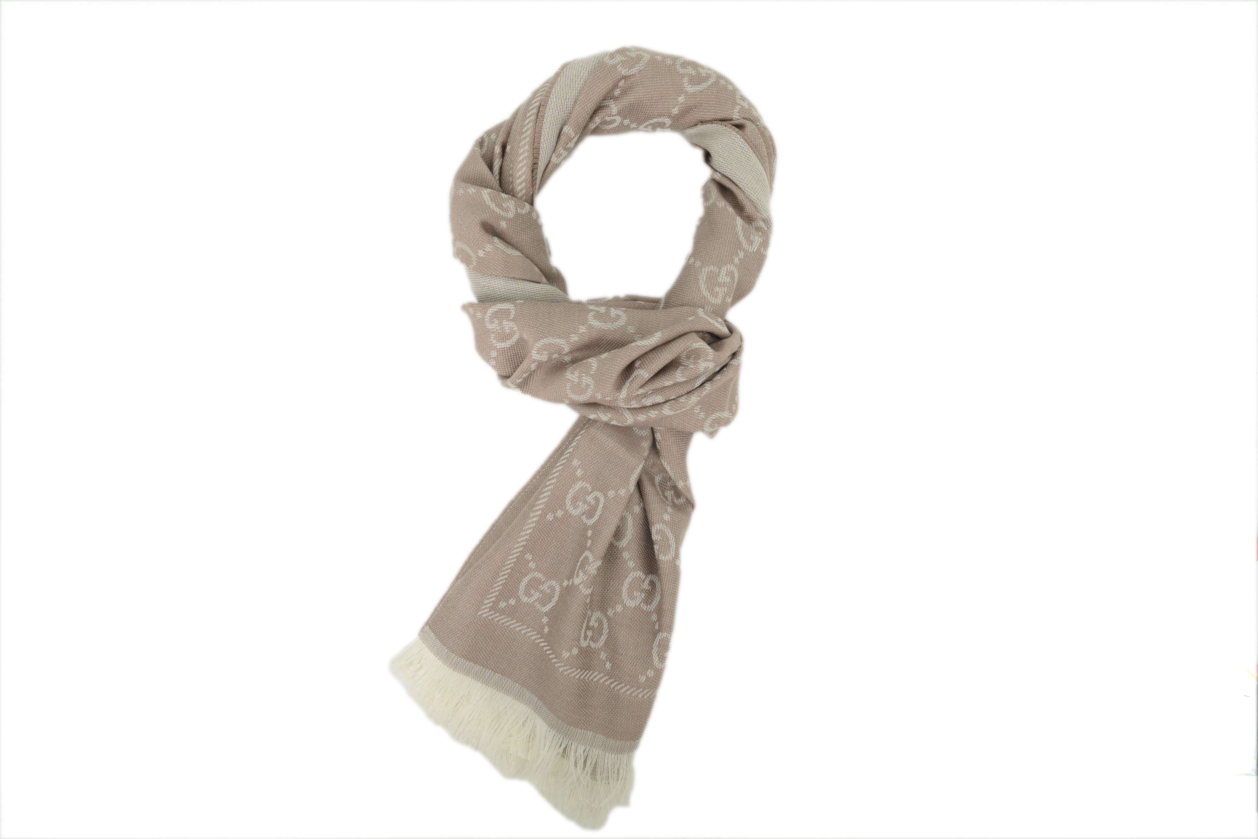 Gucci GG Fringe Scarf - Khaki