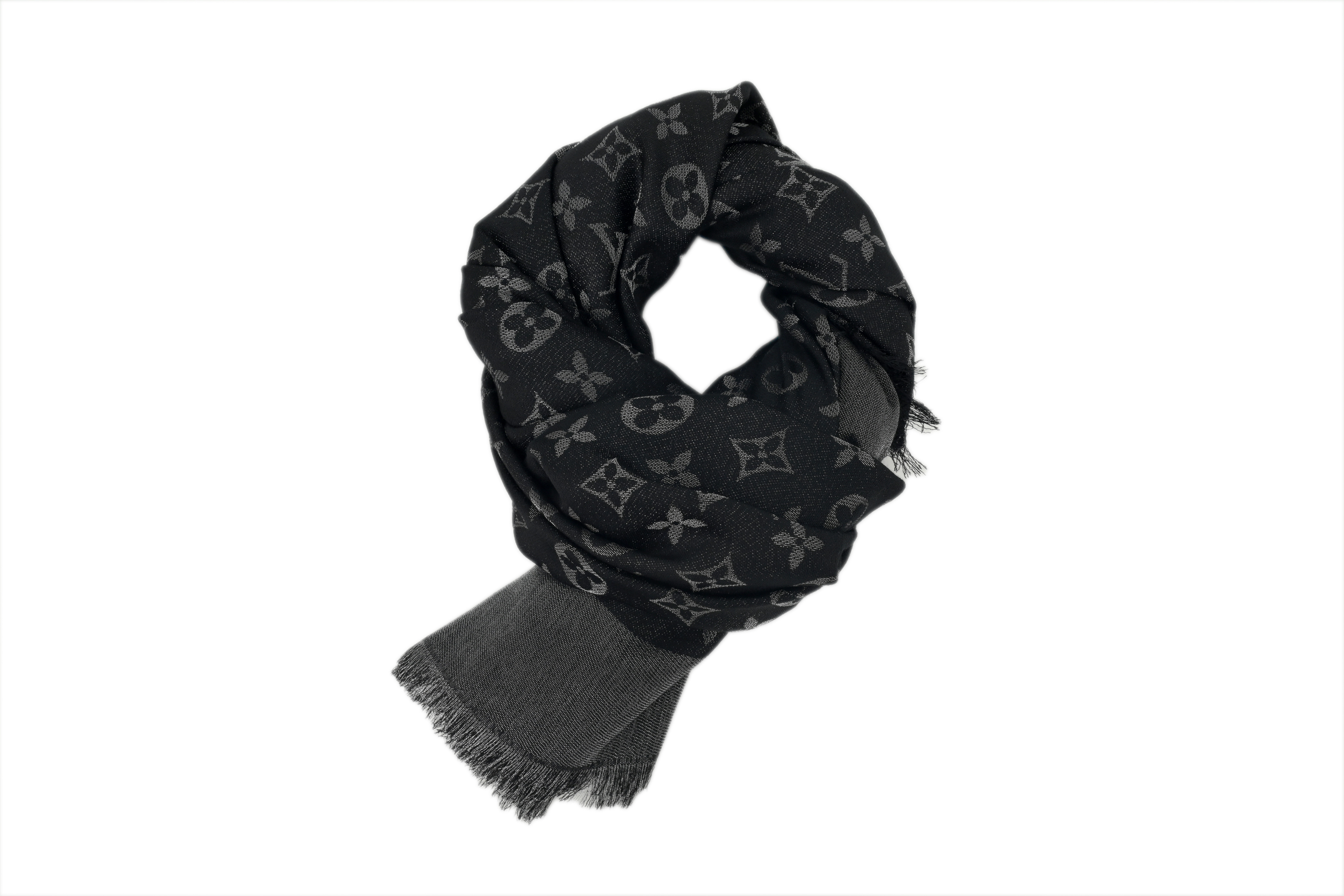 Louis Vuitton Monogram Fringe Scarf - Black