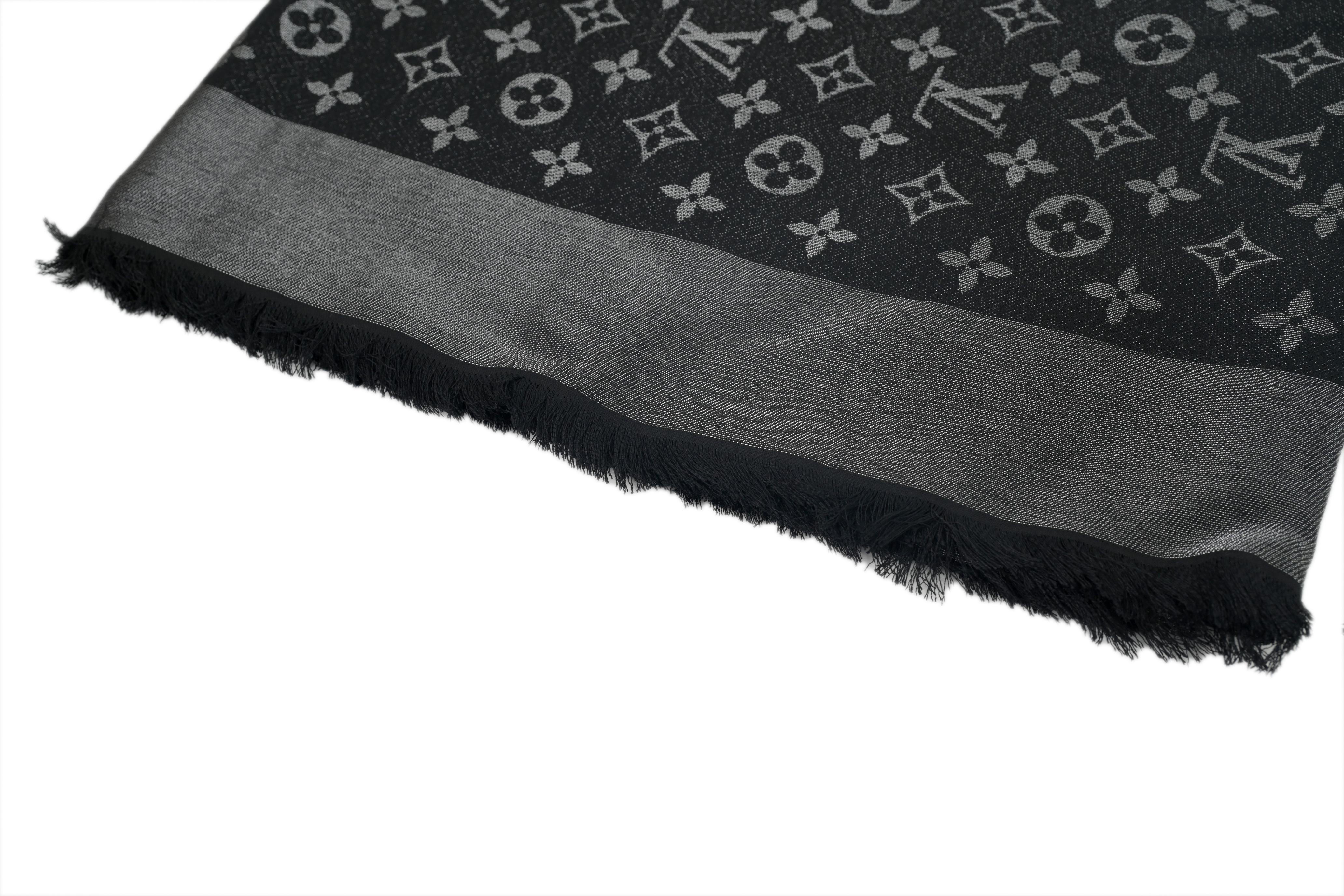 Louis Vuitton Monogram Fringe Scarf - Black