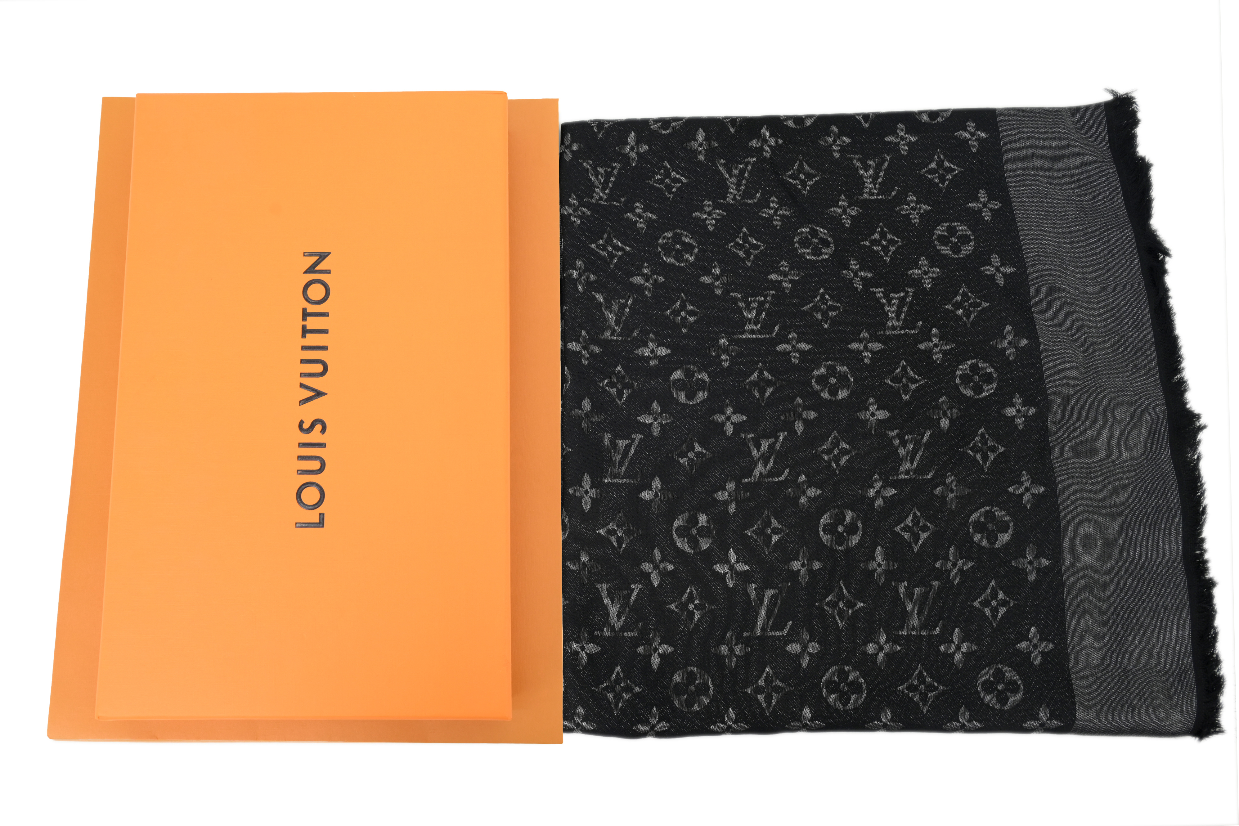 Louis Vuitton Monogram Fringe Scarf - Black