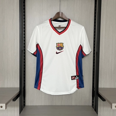Barcelona 1998/99 Men's Retro White Jersey 01