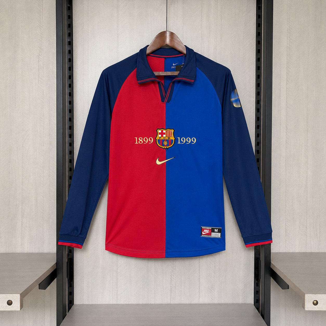 Barcelona 1999 Men's Retro Long Sleeve 100th Anniversary Jersey