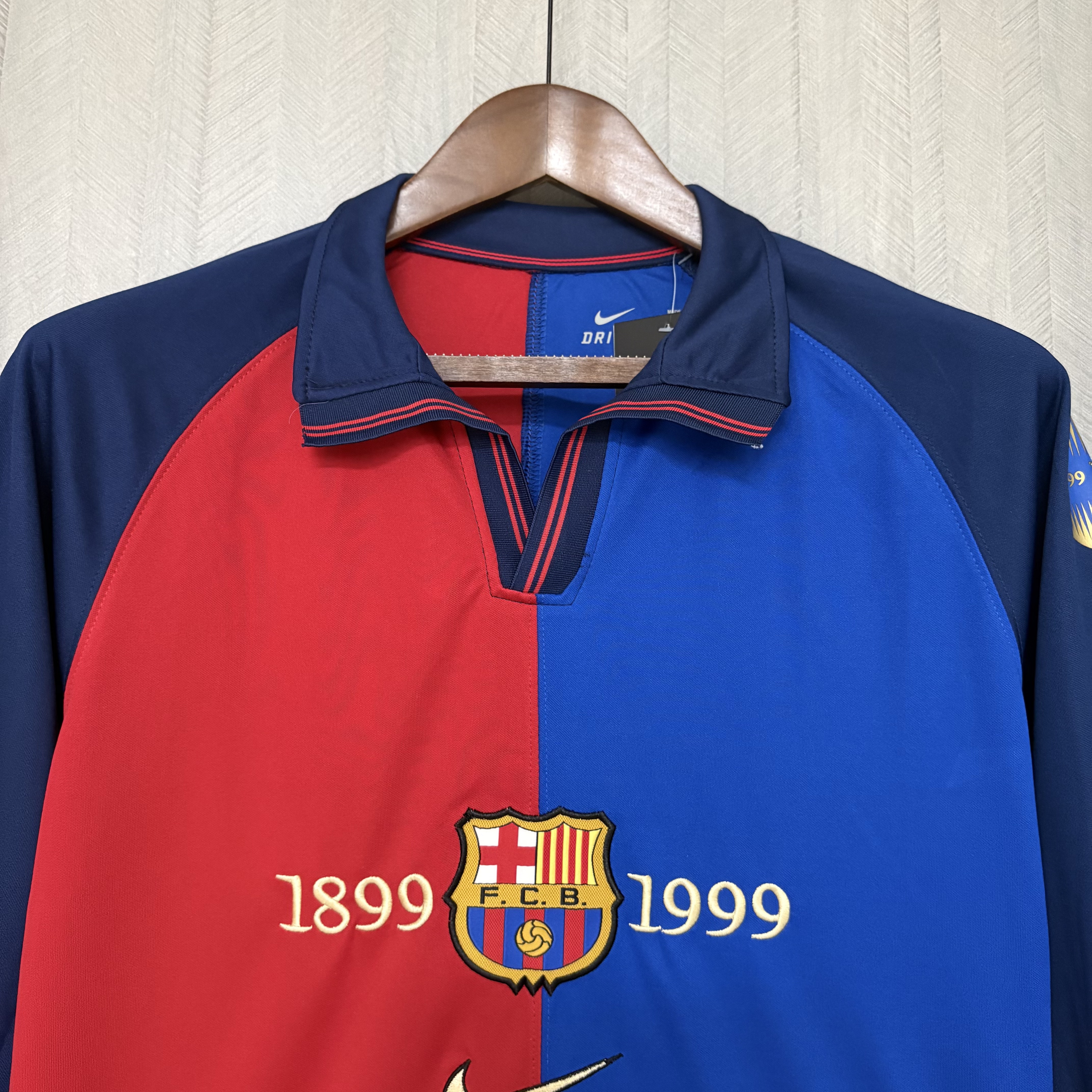 Barcelona 1999 Men's Retro Long Sleeve 100th Anniversary Jersey