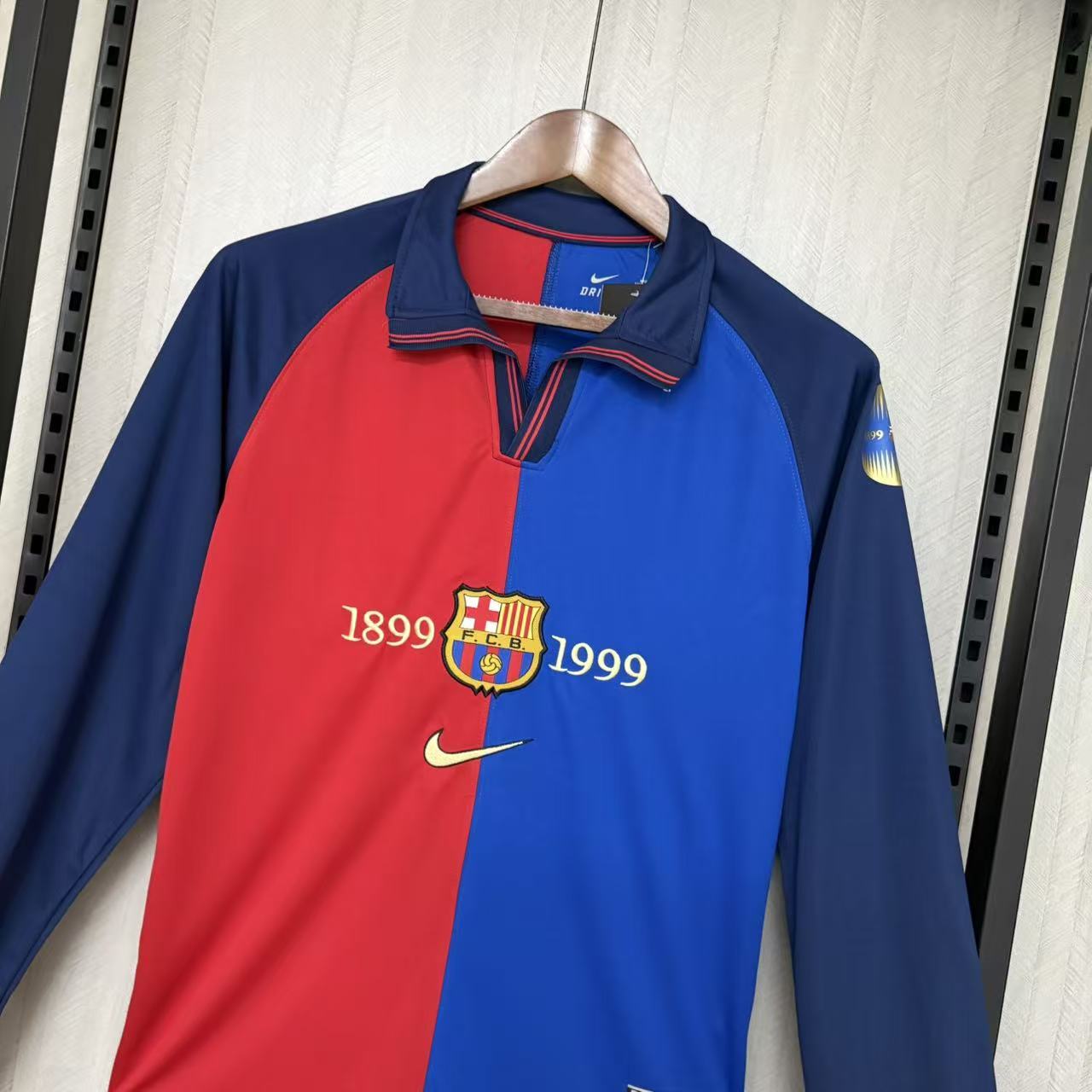 Barcelona 1999 Men's Retro Long Sleeve 100th Anniversary Jersey