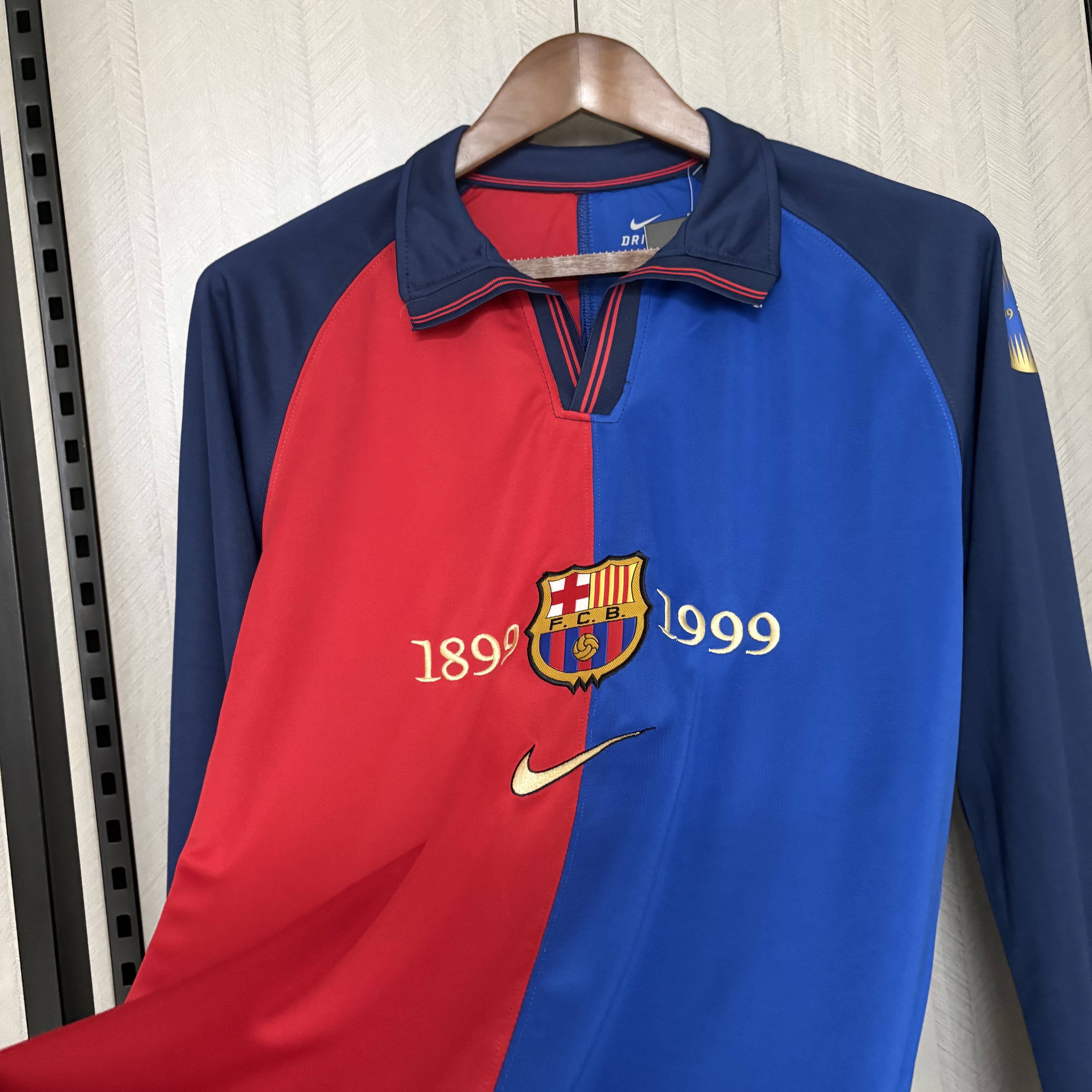 Barcelona 1999 Men's Retro Long Sleeve 100th Anniversary Jersey