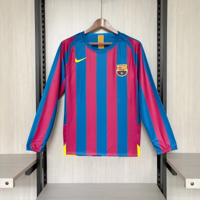 Barcelona 2005/06 Men's Retro Long Sleeve Home Jersey 01