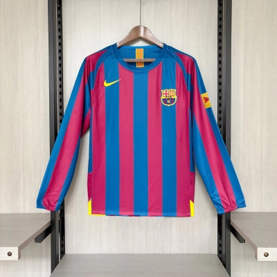 Barcelona 2005/06 Men's Retro Long Sleeve Home Jersey 02