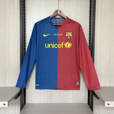Barcelona 2008/09 Men's Retro Long Sleeve Home Design 2 Jersey 01