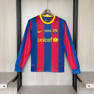 Barcelona 2010/11 Men's Retro Long Sleeve Home Jersey 01