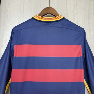 Barcelona 2015/16 Men's Retro Long Sleeve Home Jersey 02