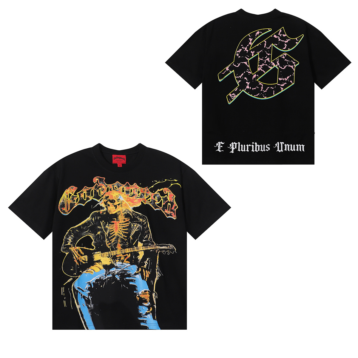 Godspeed Guitar Skull Cowboy Graphic T-Shirt