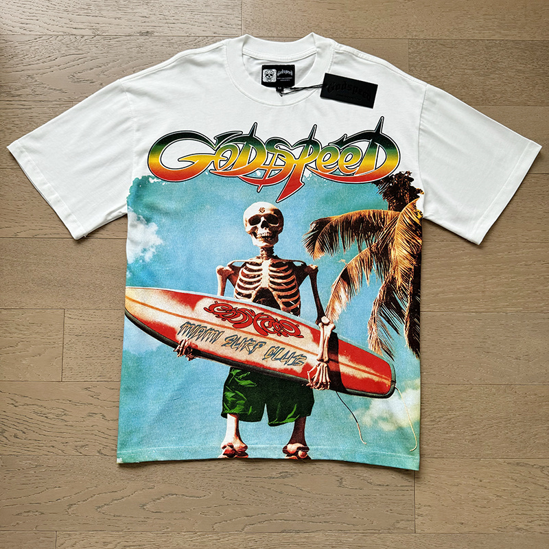 Godspeed Newspaper Skull Graphic T-Shirt