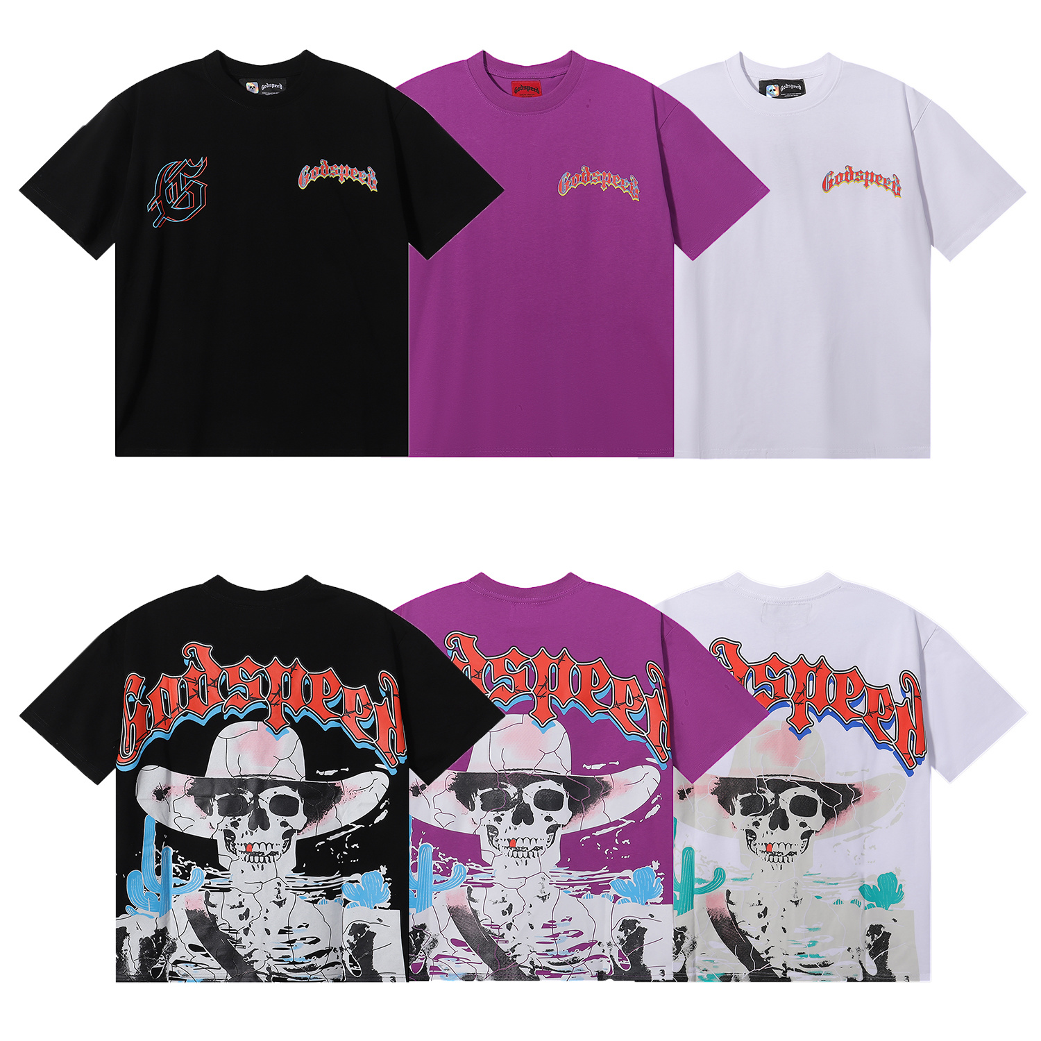 Godspeed Oversized Western Skull Graphic T-Shirt