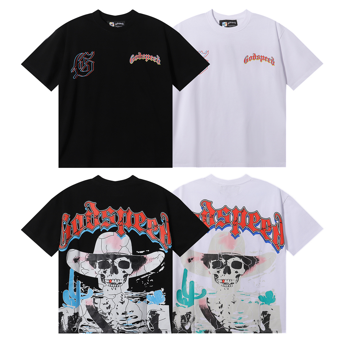 Godspeed Oversized Western Skull Graphic T-Shirt