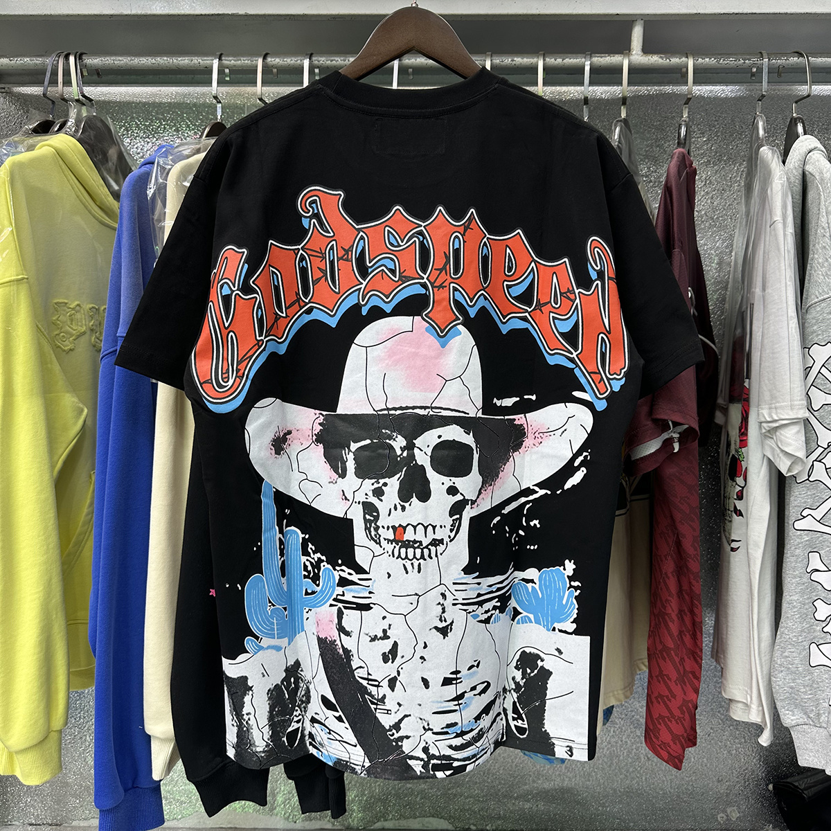 Godspeed Oversized Western Skull Graphic T-Shirt