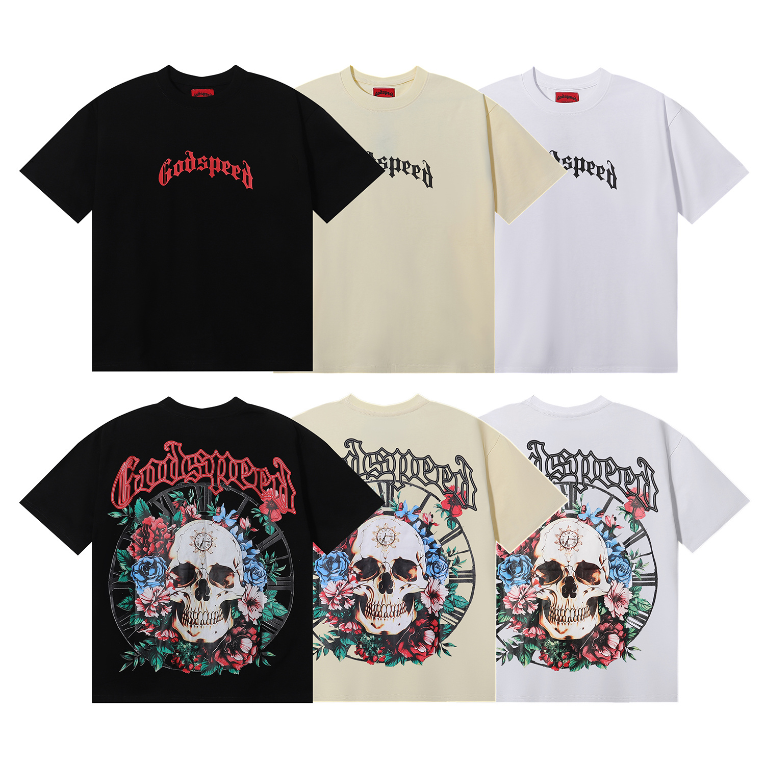 Godspeed Skull Rose Clock Graphic T-Shirt