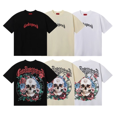 Godspeed Skull Rose Clock Graphic T-Shirt 01
