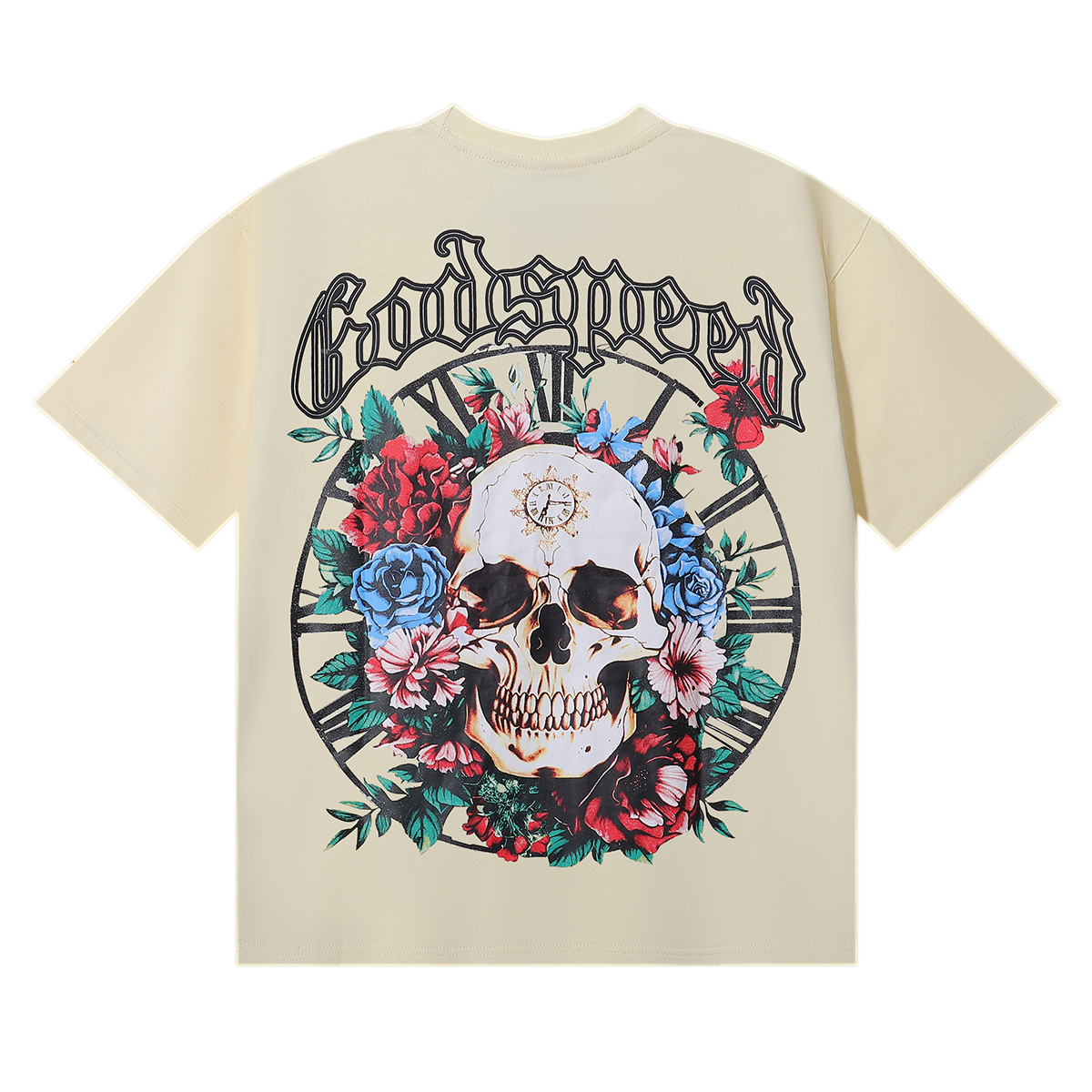 Godspeed Skull Rose Clock Graphic T-Shirt