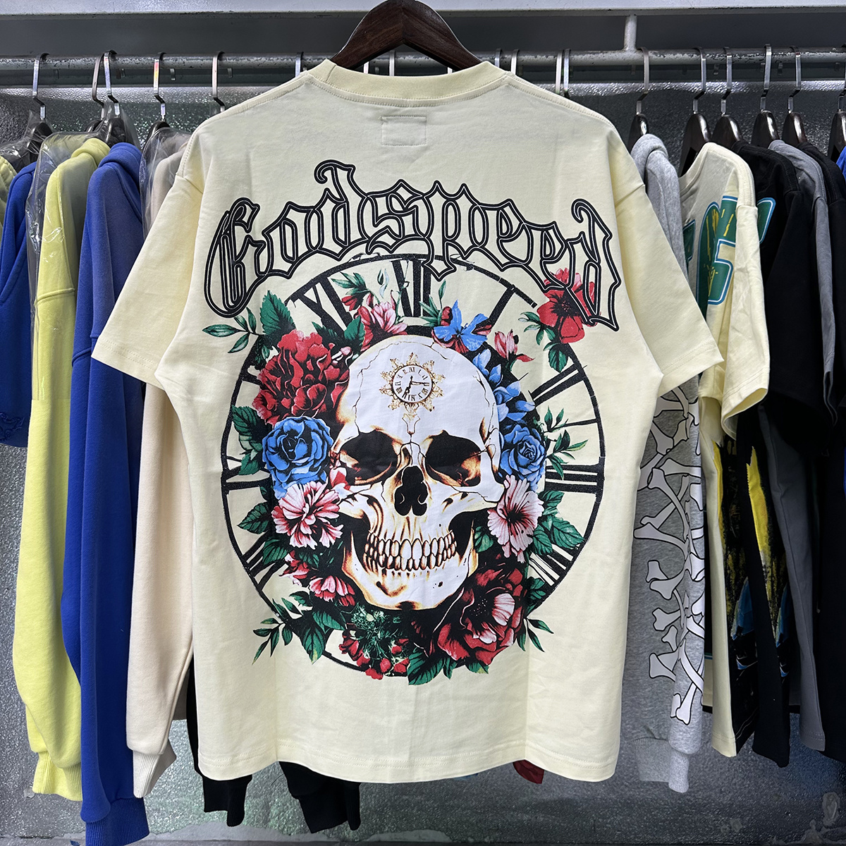 Godspeed Skull Rose Clock Graphic T-Shirt