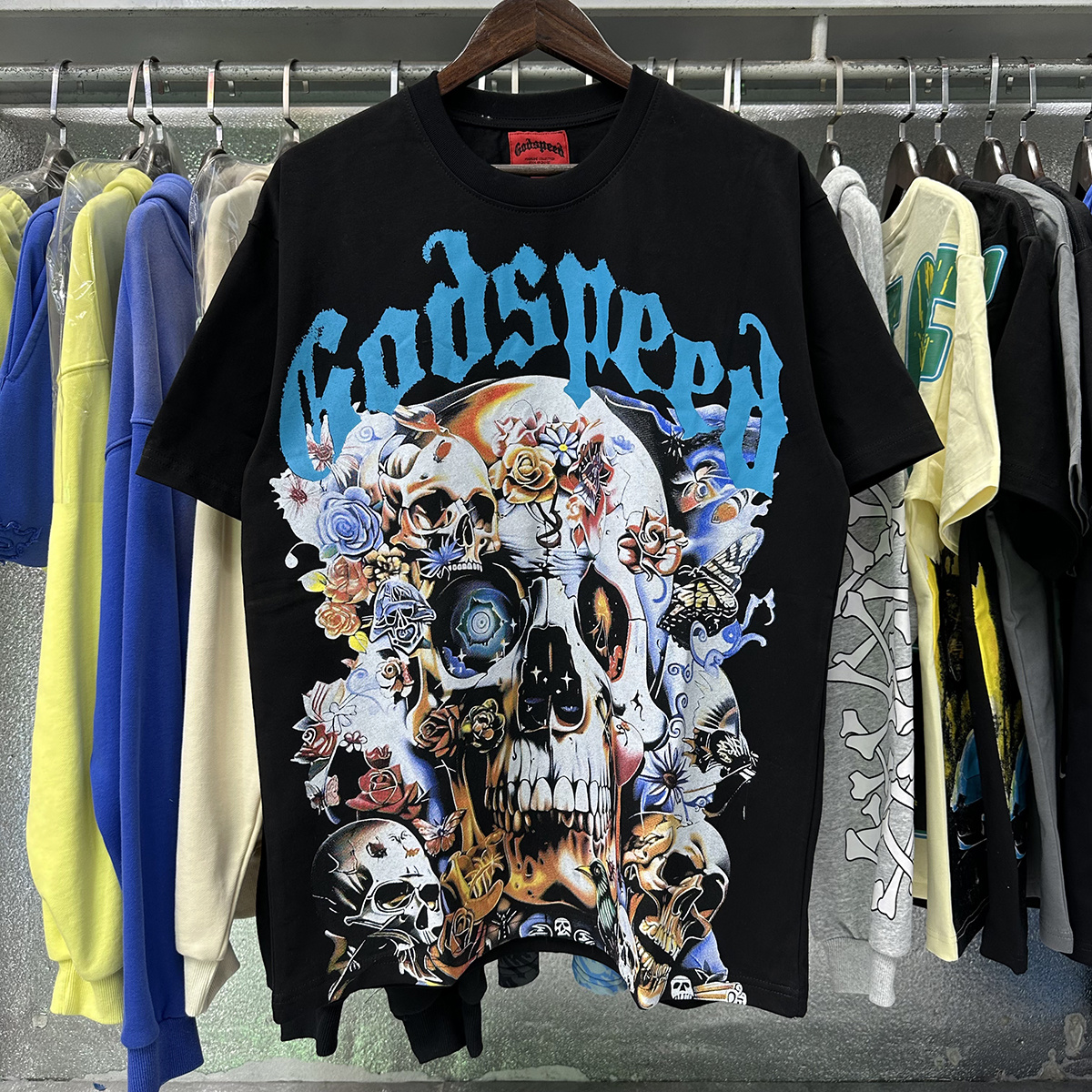 Godspeed Skull Rose Graphic T-Shirt