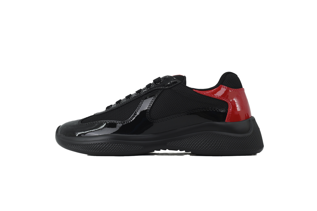 Prada America’s Cup Patent Black Red Heel
