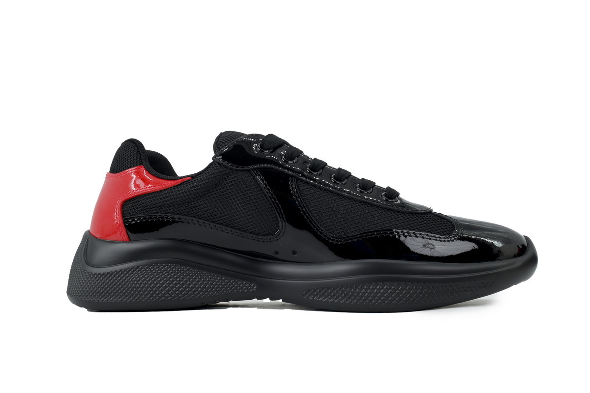 Prada America’s Cup Patent Black Red Heel