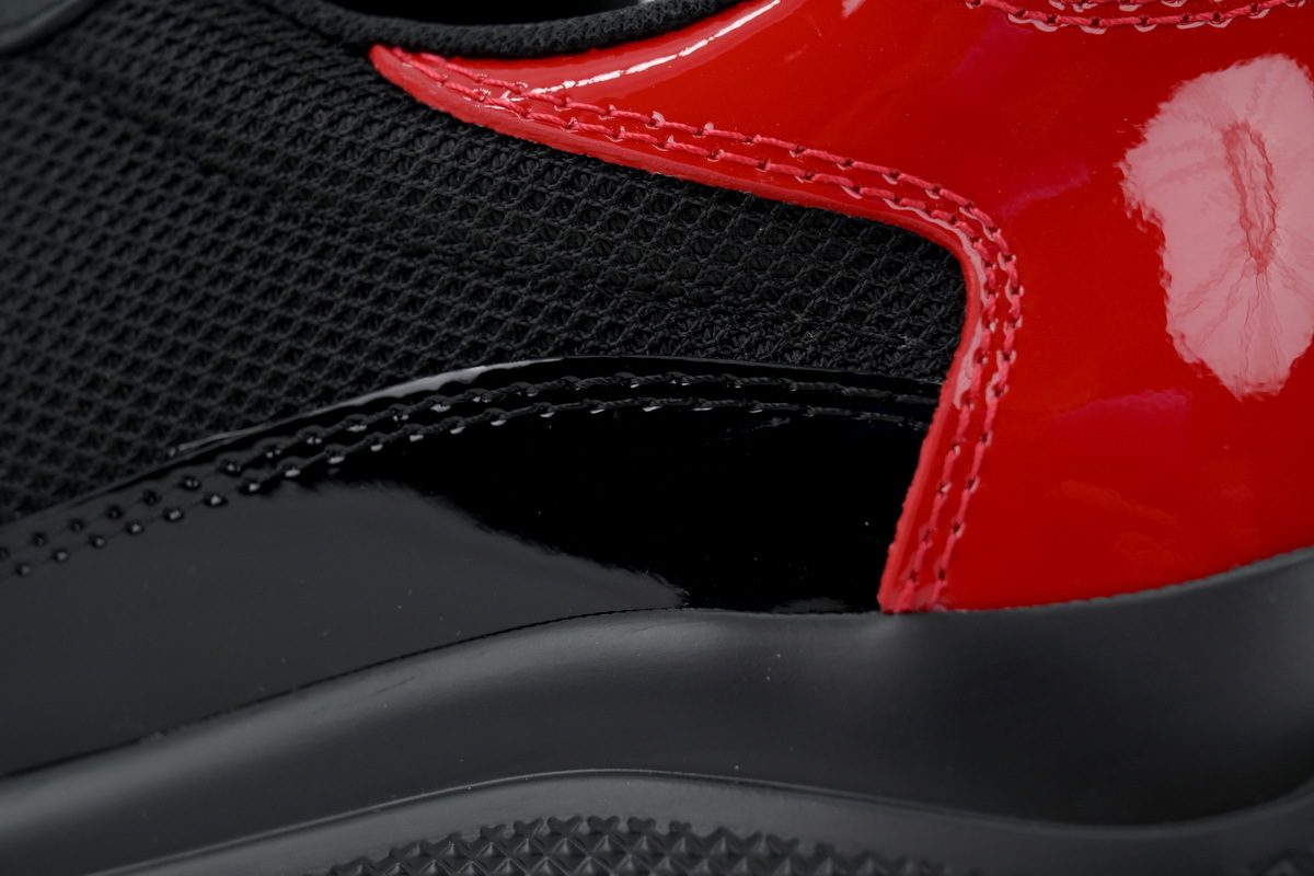 Prada America’s Cup Patent Black Red Heel