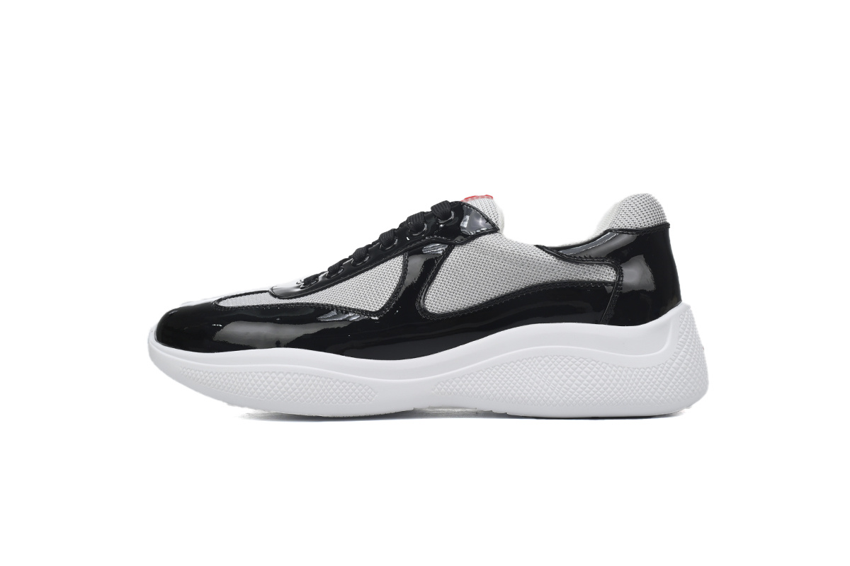 Prada America’s Cup Patent Leather and Technical Fabric Sneakers Black Gray