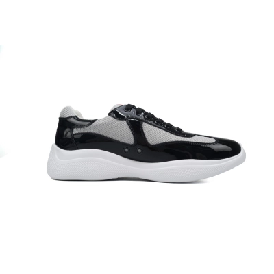 Prada America’s Cup Patent Leather and Technical Fabric Sneakers Black Gray 02