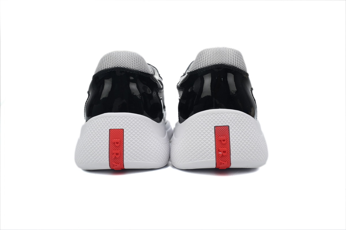 Prada America’s Cup Patent Leather and Technical Fabric Sneakers Black Gray