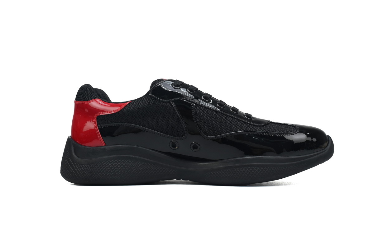Prada America’s Cup Patent Leather and Technical Fabric Sneakers Black Red