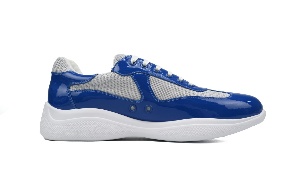 Prada America’s Cup Patent Leather and Technical Fabric Sneakers Blue White