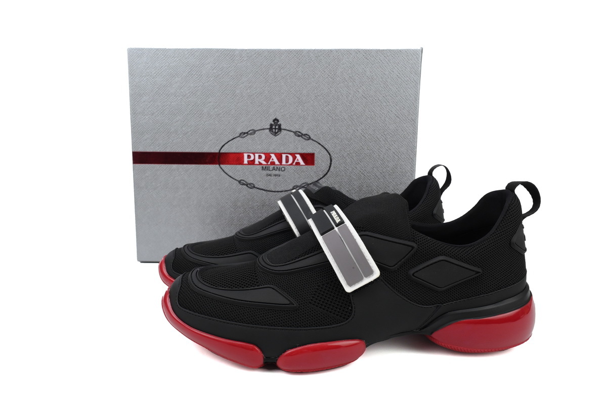 Prada Cloudbust Velcro Sneakers Black Red