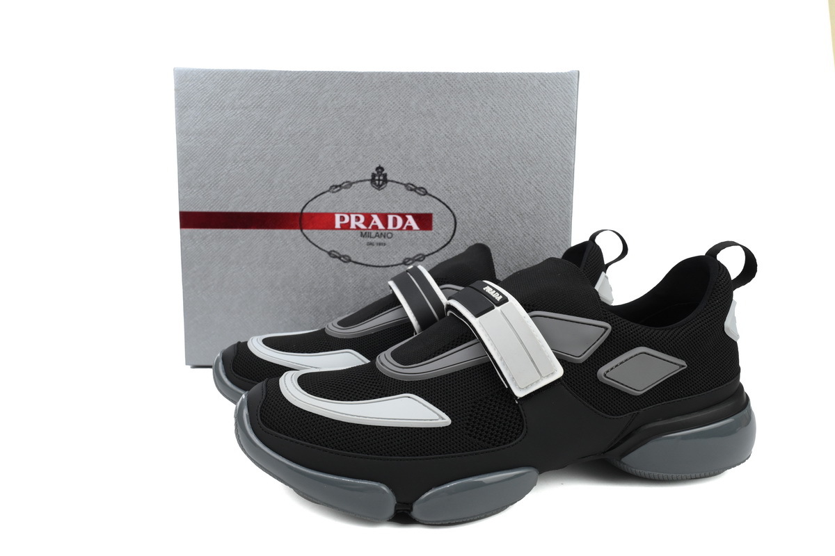Prada Cloudbust Velcro Sneakers Black White
