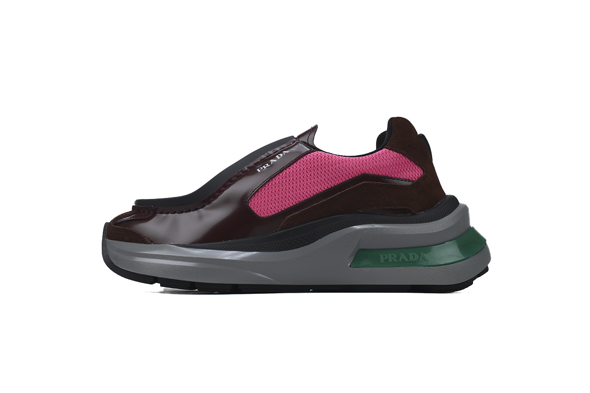 Prada Collision Technical Fabric Sneakers Black Wine Red