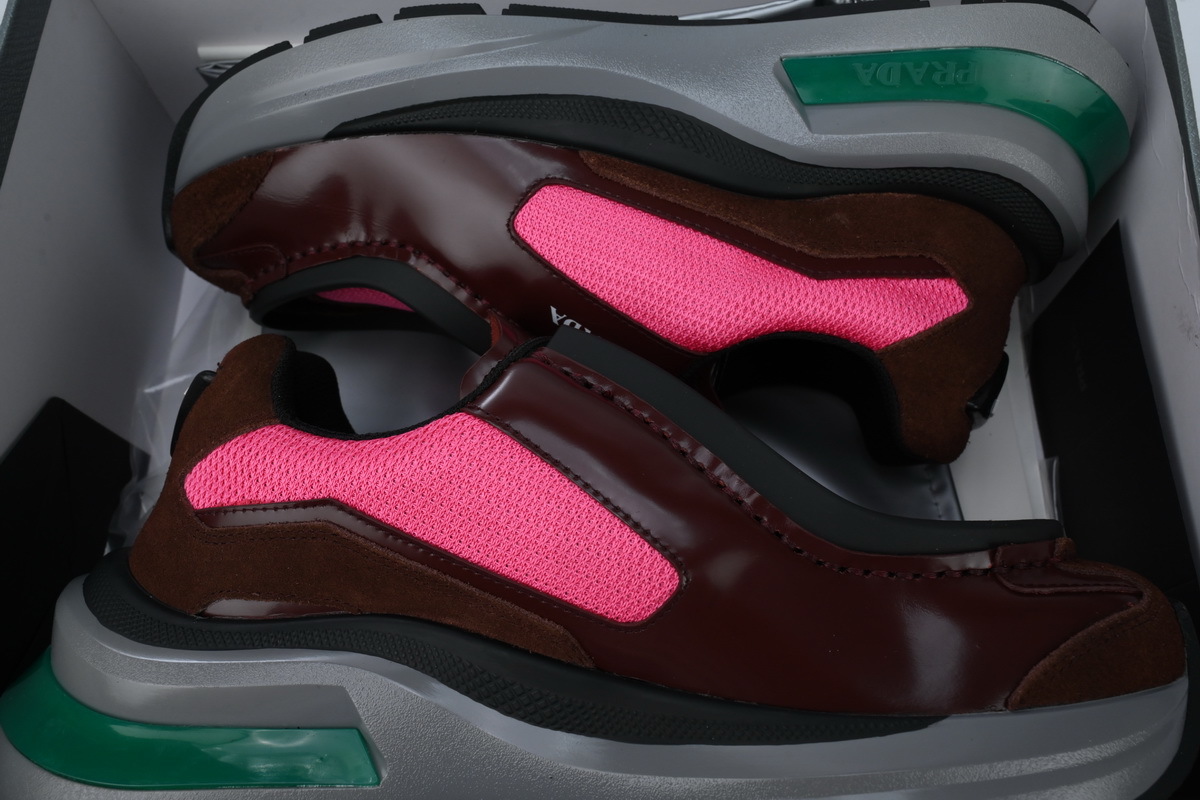 Prada Collision Technical Fabric Sneakers Black Wine Red