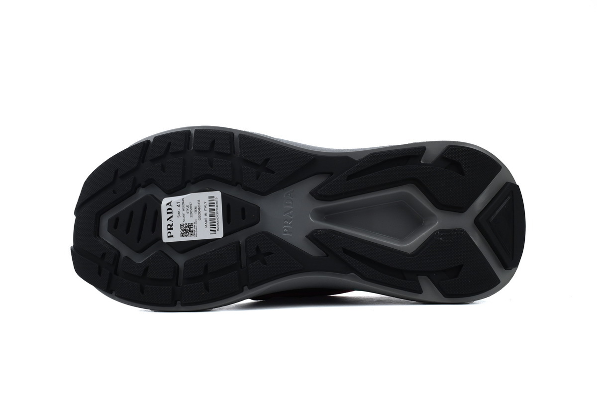 Prada Collision Technical Fabric Sneakers Black Wine Red