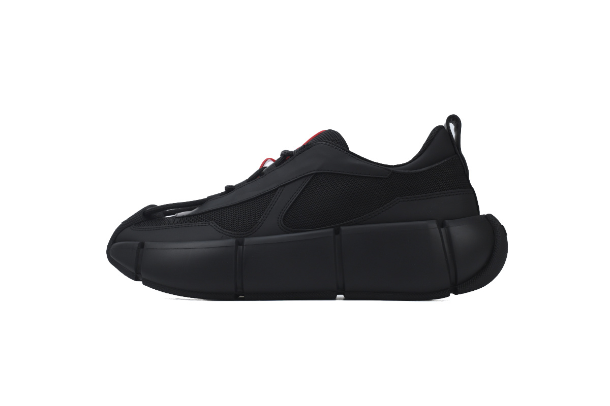 Prada Segment Neoprene and Rubber Sneakers Black Red