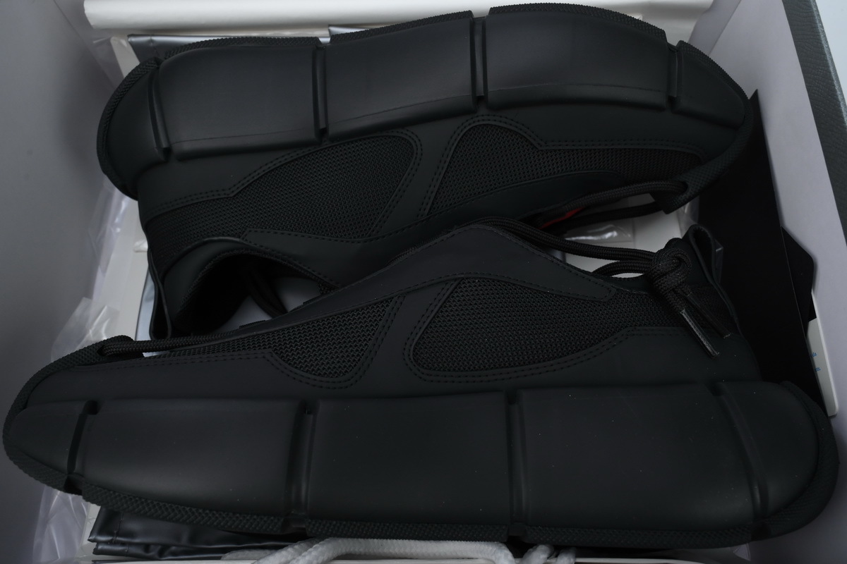 Prada Segment Neoprene and Rubber Sneakers Black Red